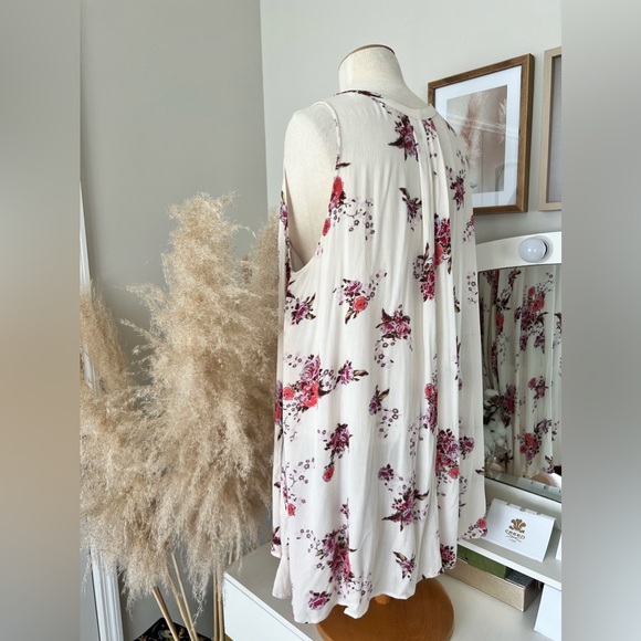 Free People Tree Swing Cream Pink Floral Mini Dress Tunic With Pockets Size S/M - Picture 10 of 17